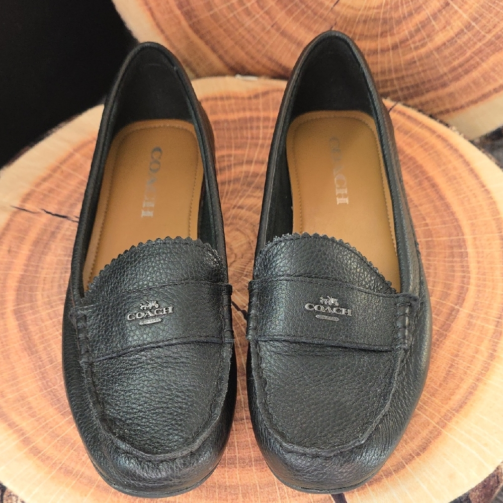 Coach Black Pebbled Leather Loafers